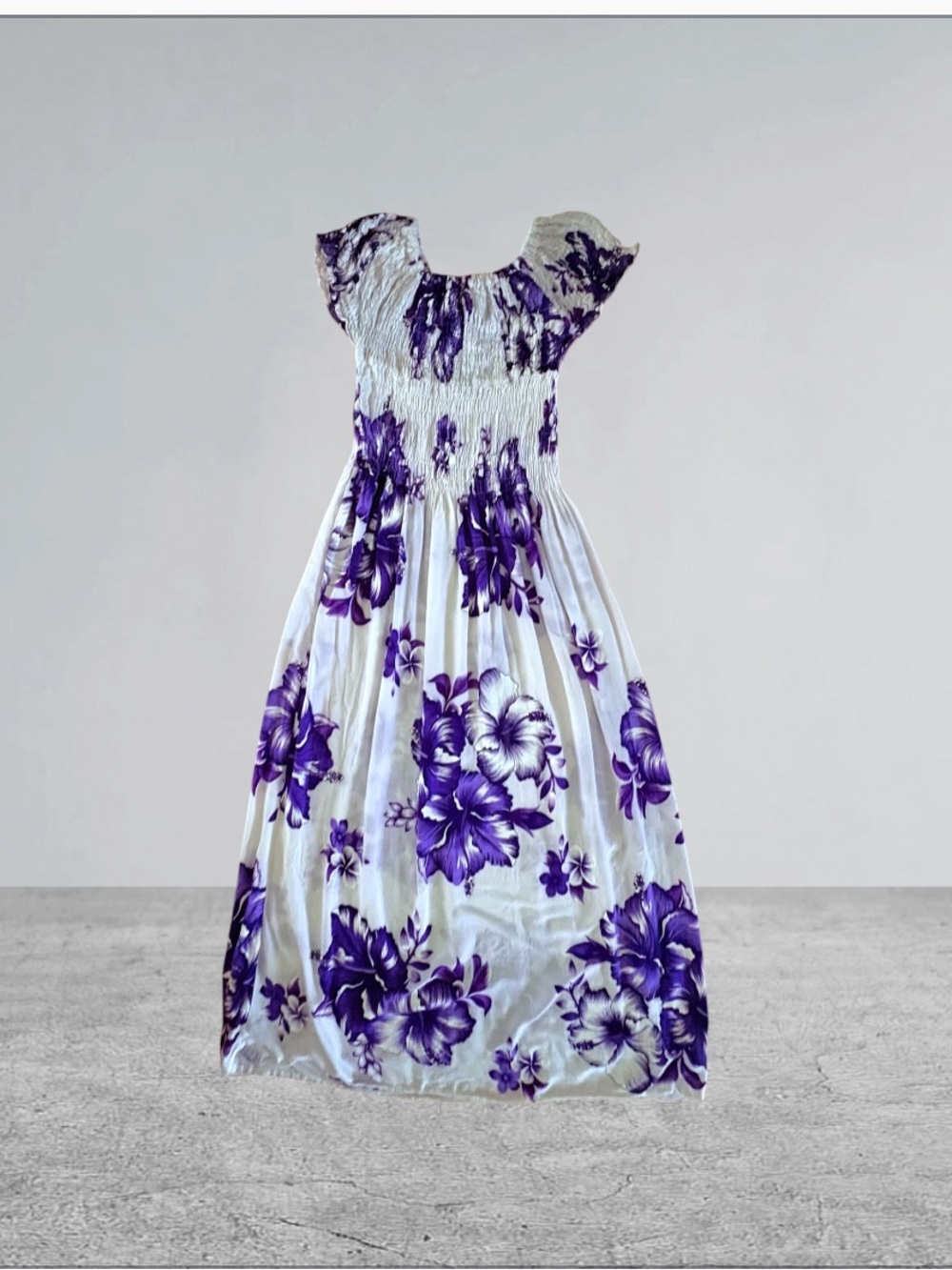 NF Hawaiian Floral Smocked Bodice On/Off Shoulder Boutique Free Size Maxi Dress